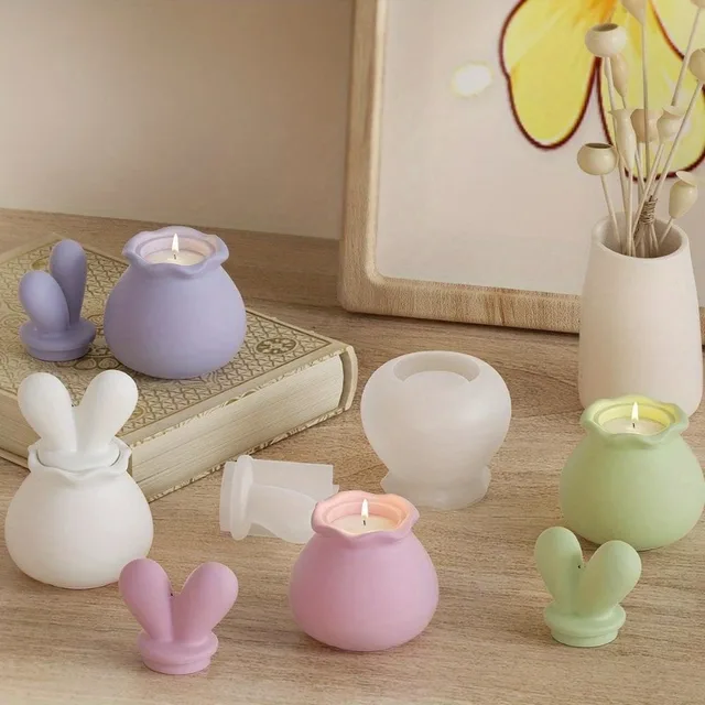 Rabbit Ear Lace Storage Box Crystal Epoxy Resin Mold DIY Candle Mugs Concrete Plaster Cement Silicone Mould Home Decor Tools