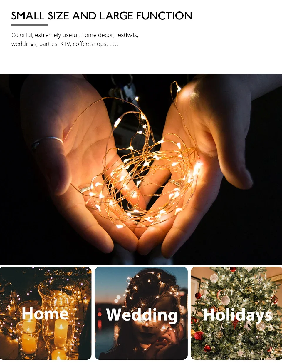 Description Picture 3 of item2M 3M 5M 10M Colourful String Light Party Holiday Celebration Memorial Day Stage Venue Indoor Decoration LED Romantic Light