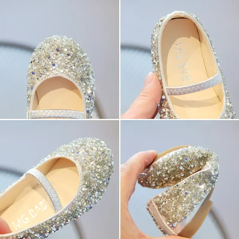 Bling Sequins Girls Shoes Spring Autumn Kids Princess Shoe For Girl Party Wedding Girls Oxfords PU Leather Shoes Pink, Blue 4