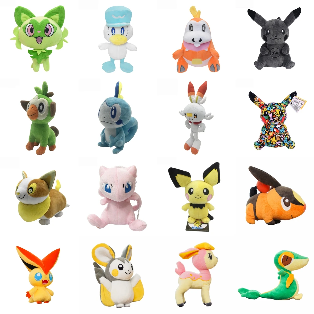 포켓몬 봉제 장난감 피카츄 박제 스프리가티토 그루키, 소블 쿼클리 피츄 불바사우르 애니메이션 피규어 인형, 아기 크리스마스 생일 선물 