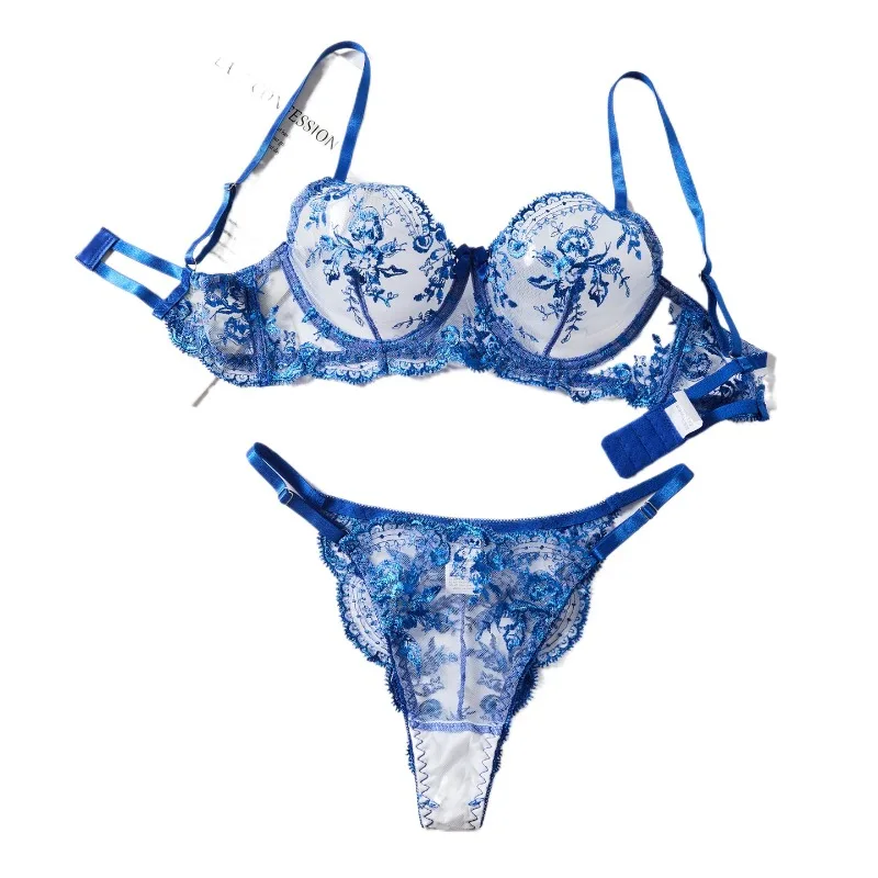 BANERDANNI Soutien-gorge transparent à broderie florale romantique avec armatures et bonnets légers – Lingerie féminine tendance et sexy