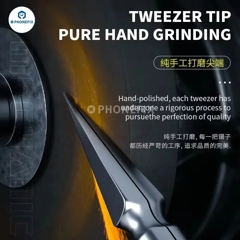 MECHANIC KA-11 Industrial Tweezers Stainless Steel Micrometer Tip Non-magnetic Precision Jump Wire Tweezers Phone Repair Tools