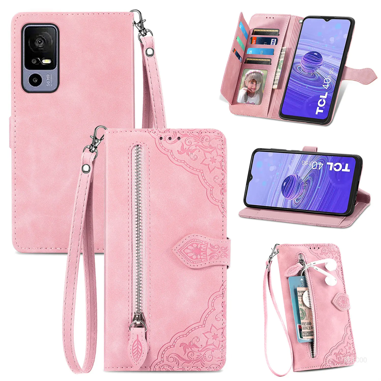 Supporto Per Telefono Per Tcl 40 Se 403 40R 40Se T431D T431U Clip Per Portafoglio Con Cerniera Protettiva In Pelle Antiurto