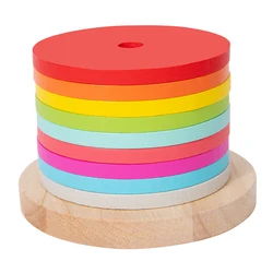 Colorful Wooden Rainbow Tower Toy - Hand - Eye Coordination & Cognitive Development (Multicolored)