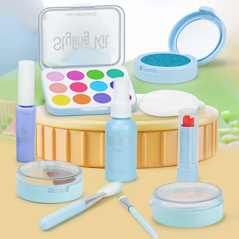 Girl Simulation Cosmetics Set Pretend Makeup Game Lipstick Eyeshadow Model Set House Party Activities Role Play Girls Toys Gifts makeup toy princess pretend toys cosmetics set
