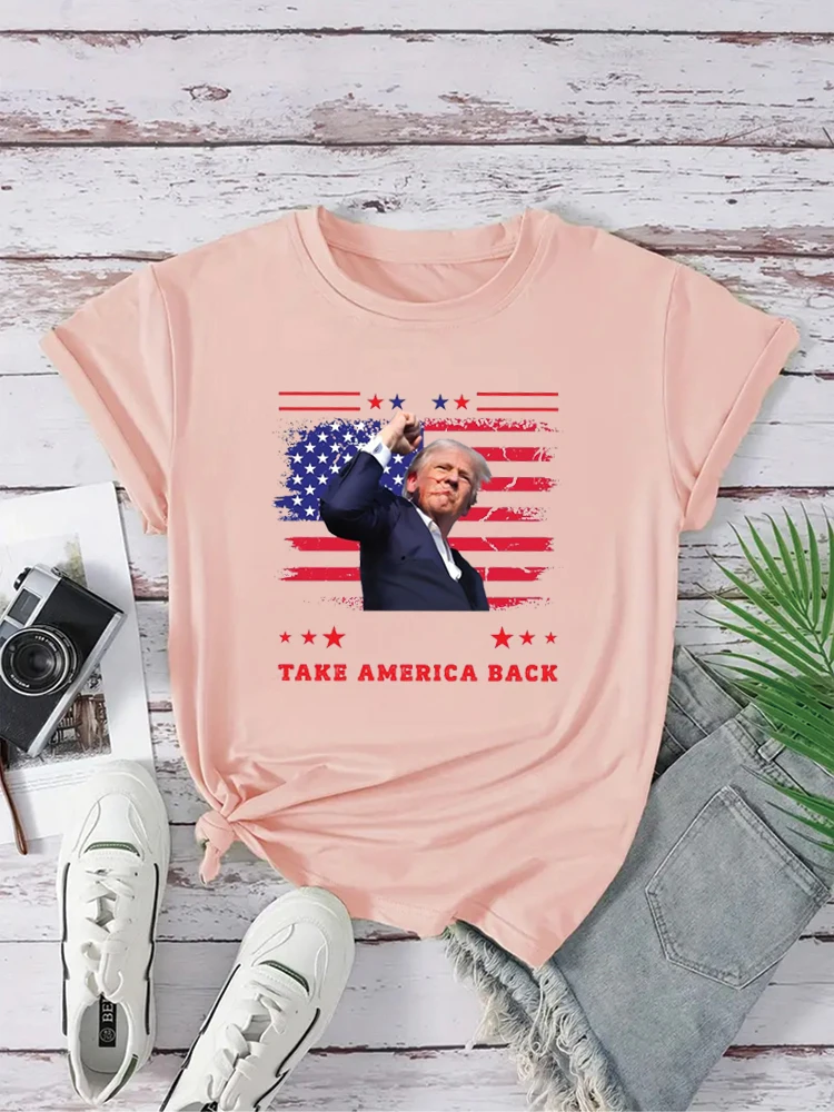 Trump Fight Shirts 2024 Take America Back Women's T-shirt Short Sleeve Women New Style Women's T shirt Tee Tops Fashion Clothing