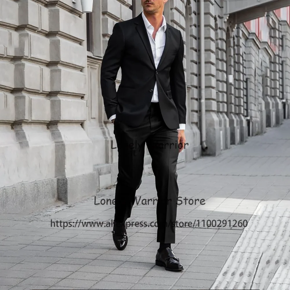 

Classic Black Mens Suits Slim Fit Formal Business Blazer Office Work Wear Banquet Tuxedo 2 Piece Jacket Pants Set Costume Homme