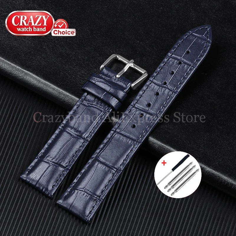 Elegant Leather Watch Band with Detailed Stitching - Premium Business Strap
