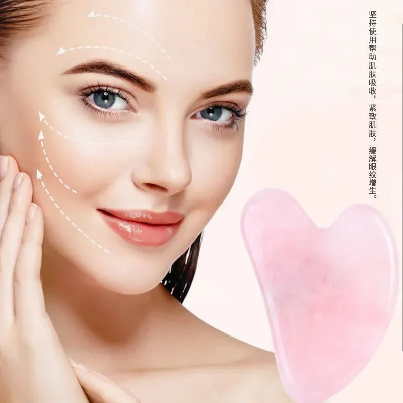 New Natural Jade Stone Gua Sha Massage Board Rose Quartz Guasha Plate Jade Face Massager Scrapers Tools For Face Neck Back Body 6