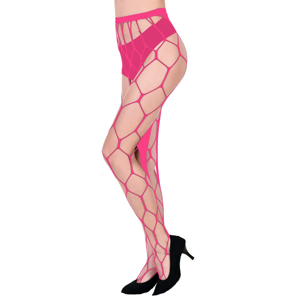Sexy schwarze Netzstrumpfhose mit Strumpfband-Gitterdesign – Junge, freche Strumpfhose für Club-Partys, erotische Overknee-Strümpfe # – Detail 1