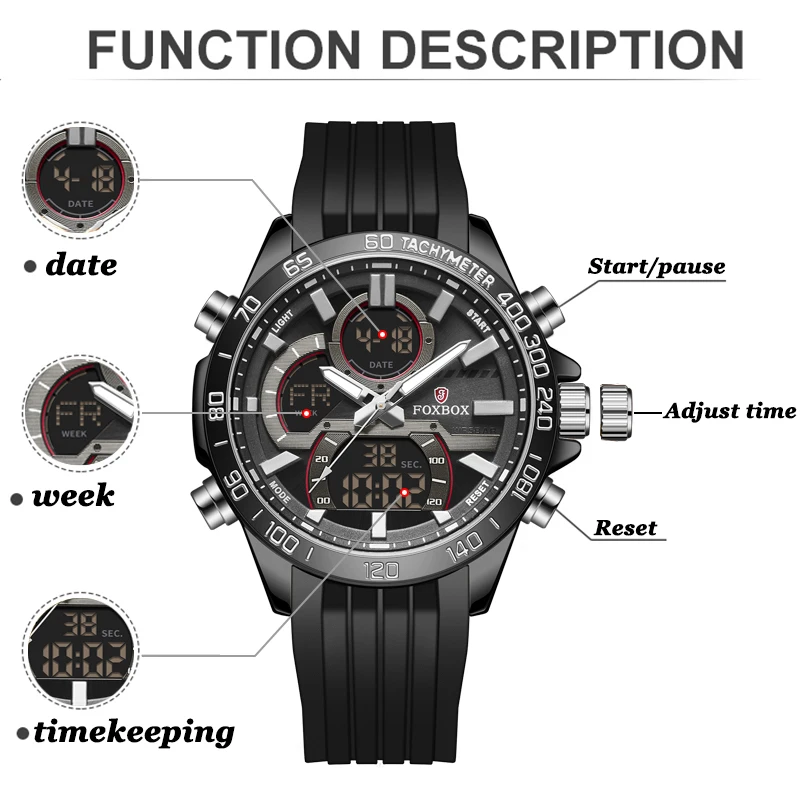 LIGE Luxury Original Men Sports Wrist Watch Big Quartz Steel Waterproof Dual Display Clock Watches Relogio Masculino For Men