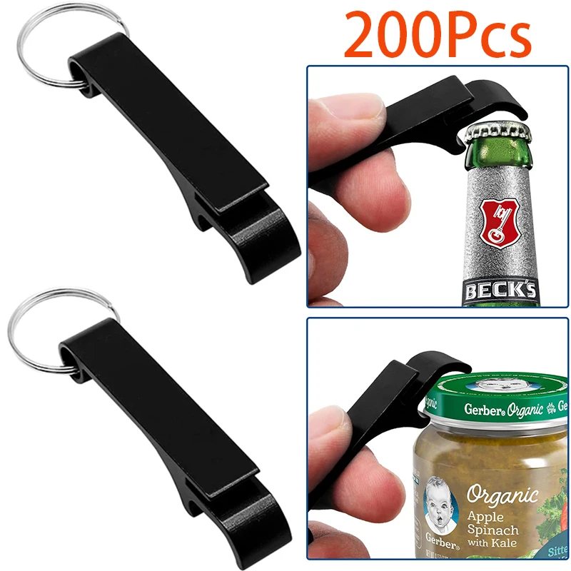 

200Pcs Portable Beer Bottle Opener Keychain Mini Pocket Aluminum Alloy Beverage Beer Bottle Opener Wedding Party Favor Wholesale