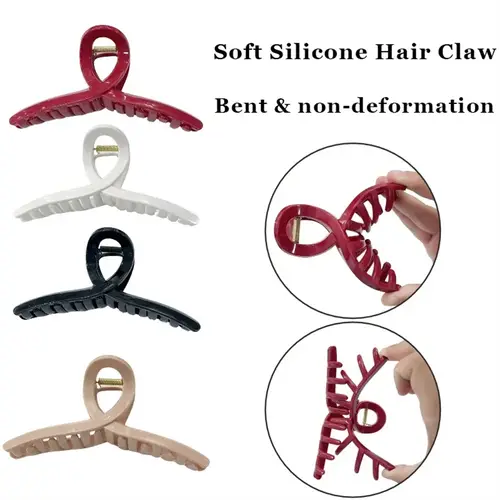 2025 New Silicone Material Hair Claw Clip Crab Barrette Girls Ponytail Hair Claws Bath Clip Fashion Hair Accessories Headwear - Image 2