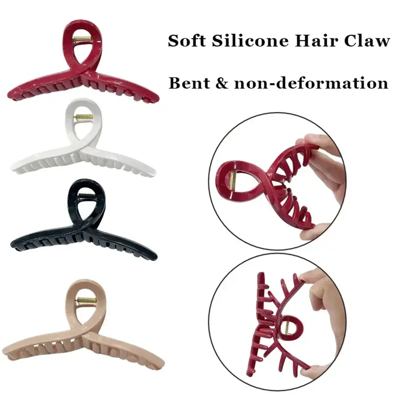 2025 New Silicone Material Hair Claw Clip Crab Barrette Girls Ponytail Hair Claws Bath Clip Fashion Hair Accessories Headwear - Image 2