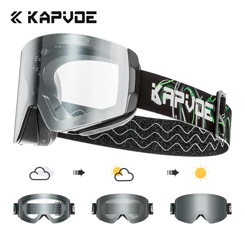Kapvoe Blue Photochromic Snow Men Magnetic Snowboard Ski Glasses Set Anti-Fog UV400 Protection Women Ski Glasses Skiing Eyewear 2