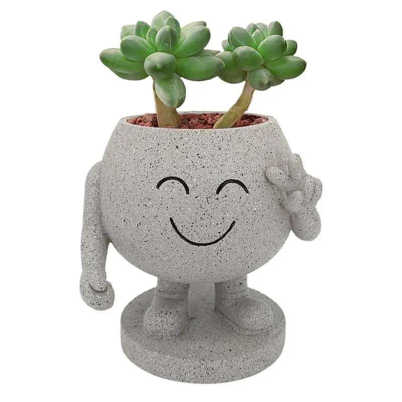 

Face Planter Pots Multi-Function Smiling Flower Pot Planter Novelty Planters Weatherproof Balcony Plant Pots For Greens Orchids