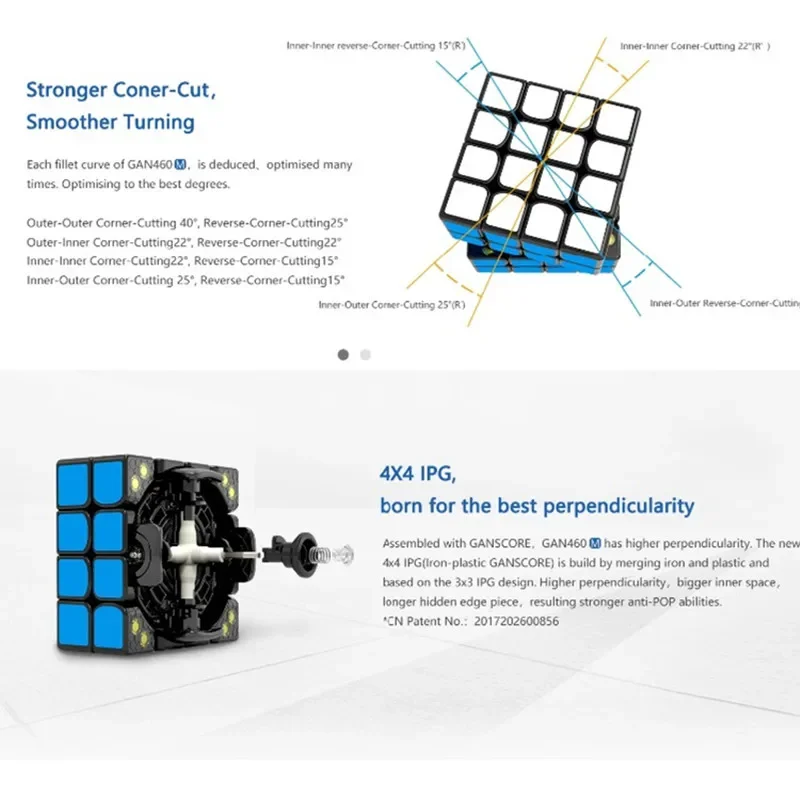 GAN460M 4x4 Speed Cube GAN 460M 4x4x4 Magnetic Speed Cube GAN460 M Professional Magic Cube Puzzle Toys for Kids 5