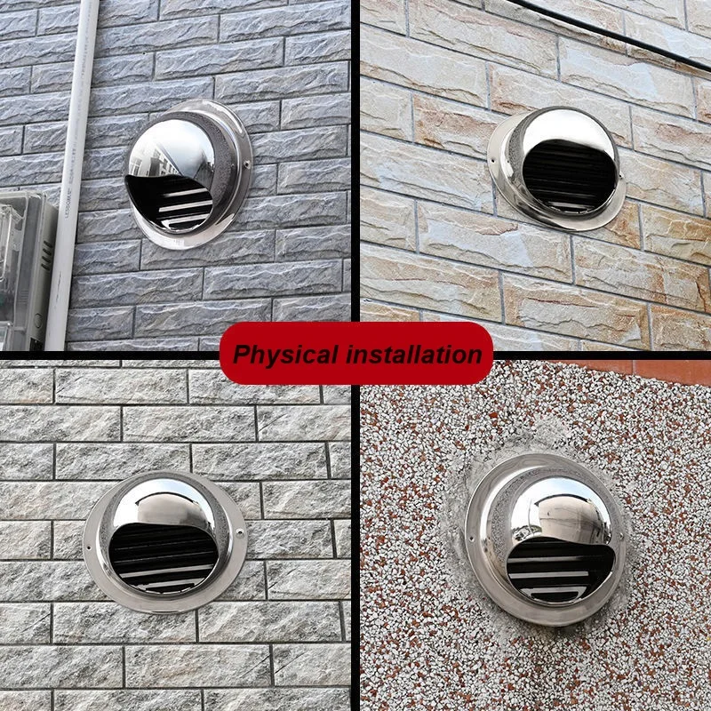 &Phi;150mm Rainproof Vent Cap Stainless Steel Exhaust Grille Cover Tube Duct Outlet Windproof Ball Cap For Kitchen Wall Ceiling ducting ventilation cover air vent grille ventilation grille air vent cover