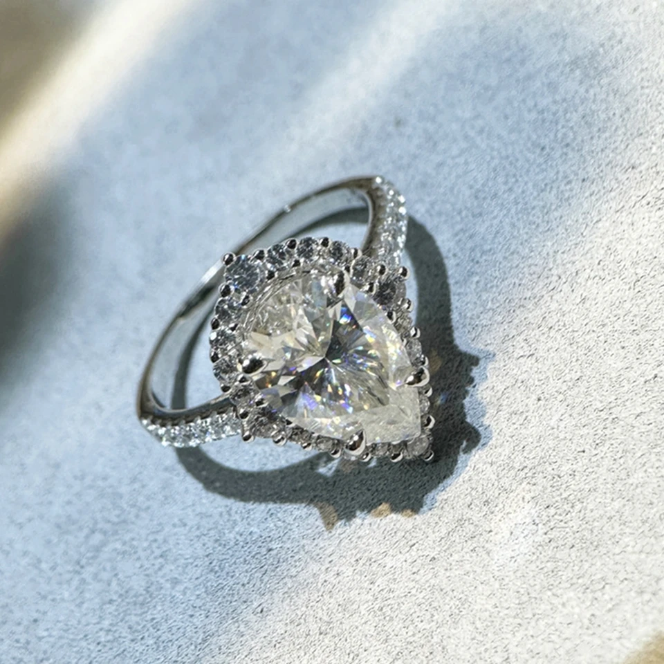 Vinregem 3EX VVS1 D Color Pear Cut 4CT 8*12 MM Real Moissanite