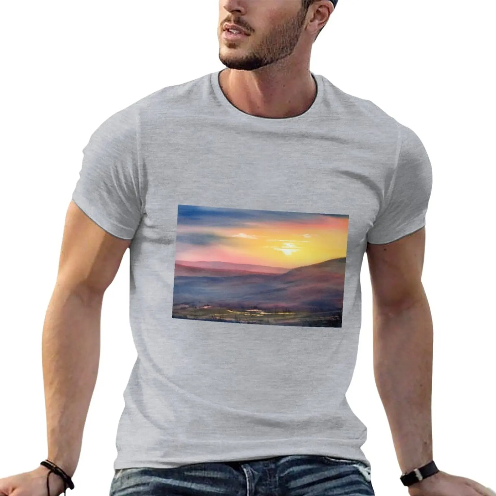 

Sunset on Rosedale Head T-Shirt anime clothes Short sleeve tee tops quick drying oversized t shirt men
