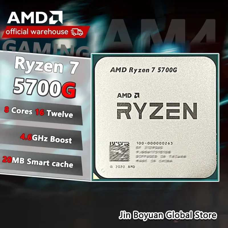 AMD R7 5700G Ryzen 7 5700G 3.8GHz Eight-Core 16-Thread 65W CPU L3 = 16M 100-000000263 Socket AM4 without cooler