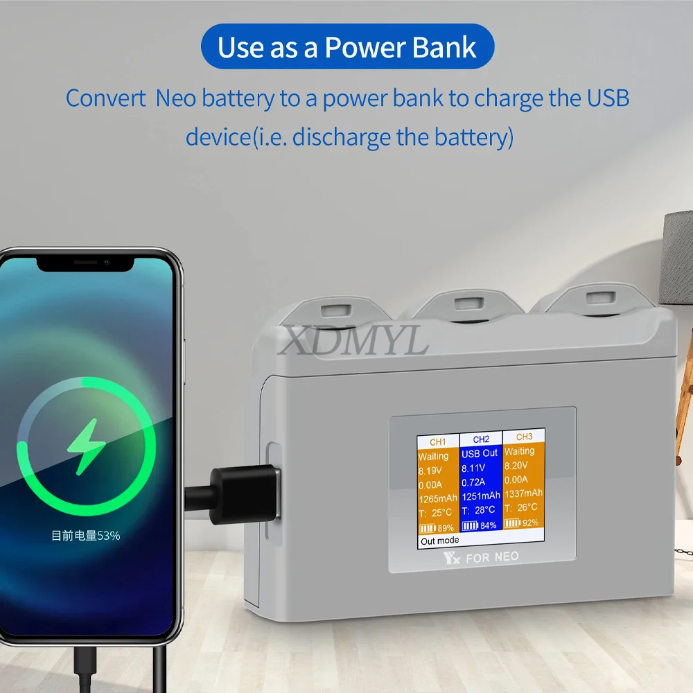 Station de charge intelligente pour batterie DJI Neo - Chargeur Hub