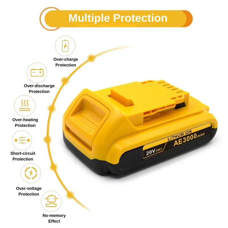 100% for DeWalt 18V 20V 3Ah Max Lithium Batteries DCB203 Li ion Battery Replacement DCB206 DCB205 DCB204 DCB200 Power Tools Sfe8ebe03098f4da3abaf8e20fc618738N
