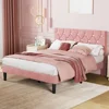 Full Size Bed Frame, Upholstered Platform with Adjustable Diamond Tufted Headboard, Wood Slat Support, No Box Spring Needed 3