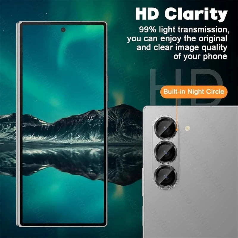 Premium Metal Ring Camera Protector with 9D Tempered Glass Lens Cap