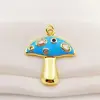 Copper Gold Plated Colored Enamel Mushroom Charms for Necklace DIY Jewelry Making Zirconia Fungi Pendant Jewelry Accessory Gifts 1