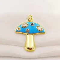 Copper Gold Plated Colored Enamel Mushroom Charms for Necklace DIY Jewelry Making Zirconia Fungi Pendant Jewelry Accessory Gifts 1