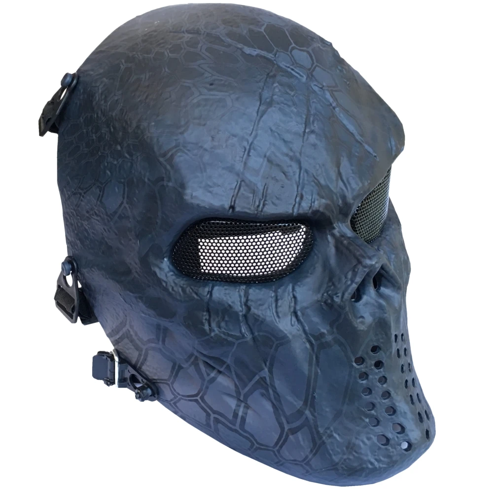 Airsoft Full Face Mesh Mask Skull Tactical Gear Face Protection Adjustable  BB