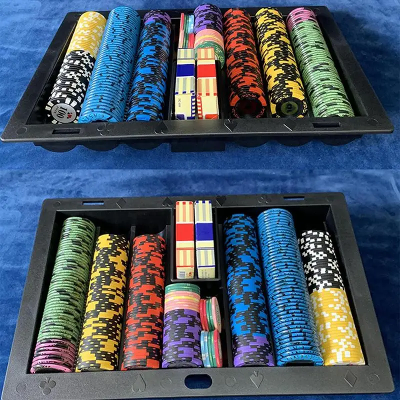 Chip Tray Poker Chip Holder Casino Poker Table Chip Holder Dealer Table Chips Storage Tray Holder for 39/40/43/45mm Chips