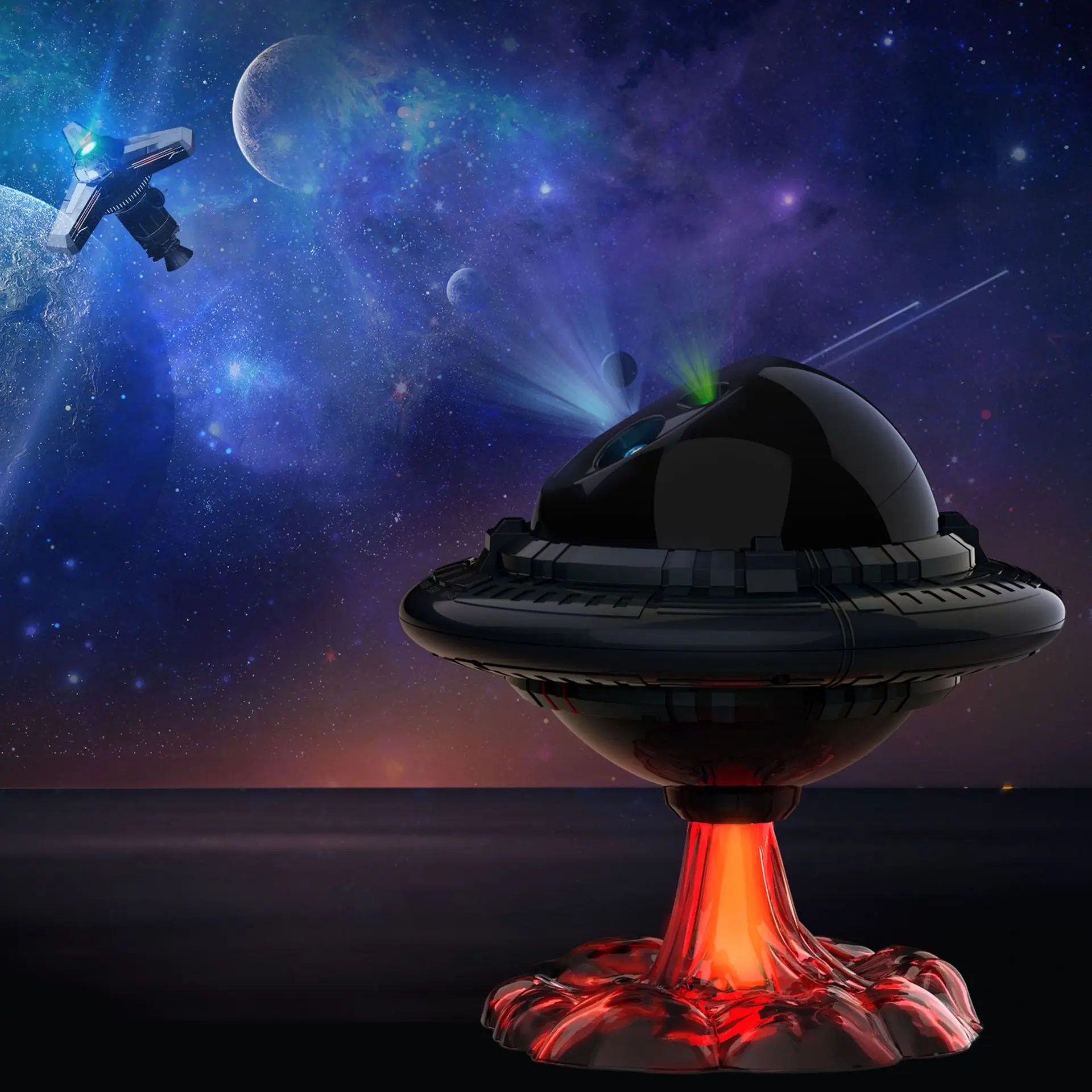 

Exploding UFO flying saucer laser projector creative gift atmosphere light flying saucer starry sky light