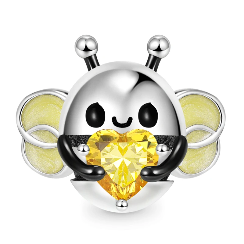 Gold Lovely Bee Beads for 925 Sterling Silver Charm Bracelet Necklace Glow at night Firefly Pendant DIY Jewelry