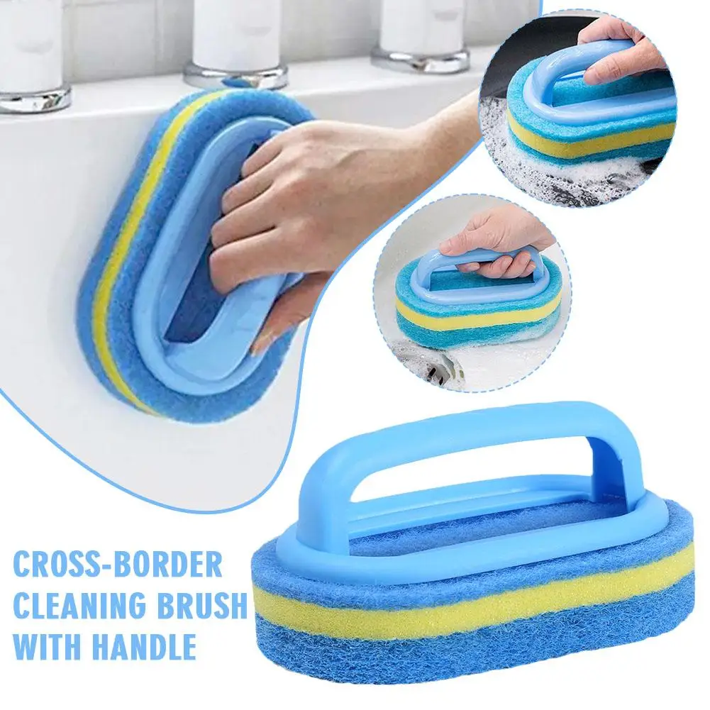 

Cleaning Brush With Handle Kitchen Sponge Wipe Thickening Tools Clean Tile Sponge Household Removal Cleaning Stain Bathroom A8g8