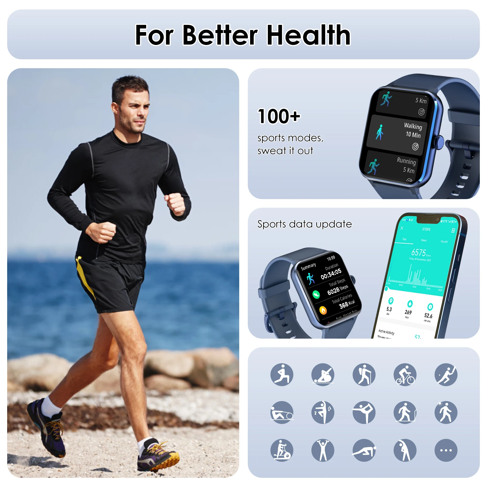 Baolubao New Smart Watch Bluetooth Answer/Dial Messages Reminder Fitness Tracking Watch 100+Sports Modes Voice Assistant