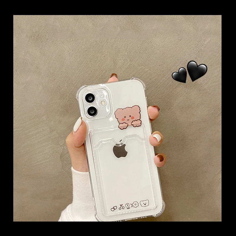 Transparente Kartenhalter-Handyhülle für Samsung Galaxy S22 S21 S20 FE S10 S10e Note 10 20 Plus Ultra Korea Niedliche Bärenabdeckung – Detail 6