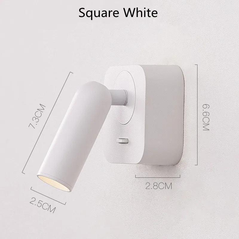 Indoor 3W Led Ceiling Wall Light Modern Style Folding Rotation Home Hotel Bedroom Bedside Living Room Reading Wall Lamp Switch