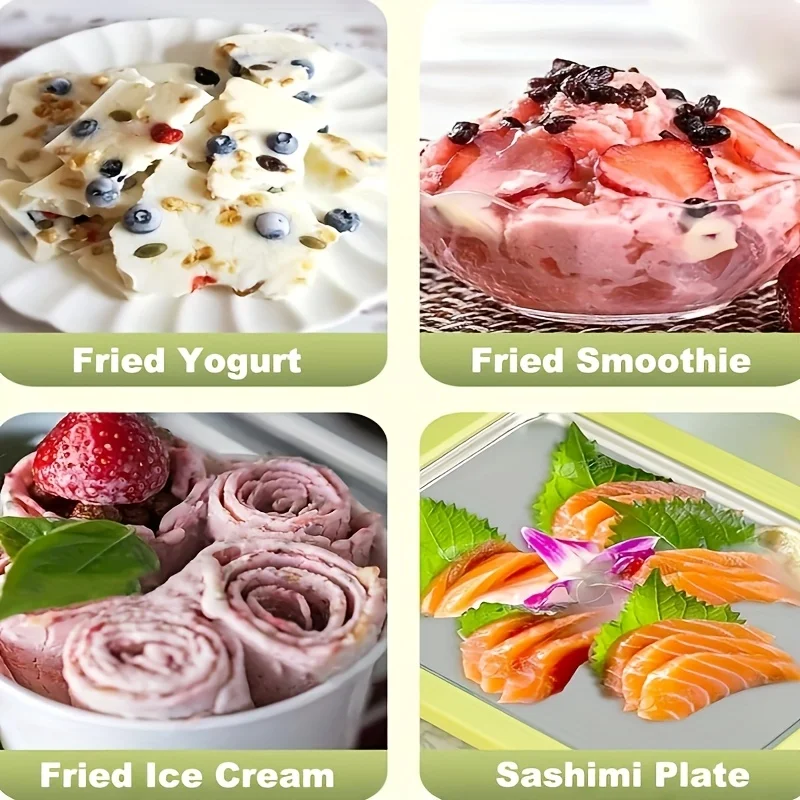 Stainless Steel Ice Cream Maker Rolled Ice Cream Machine for Homemade Stir-Fry Frozen Yogurt Desserts Making Pan Kitchen Tool 1.38x6.69x8.66inch 5