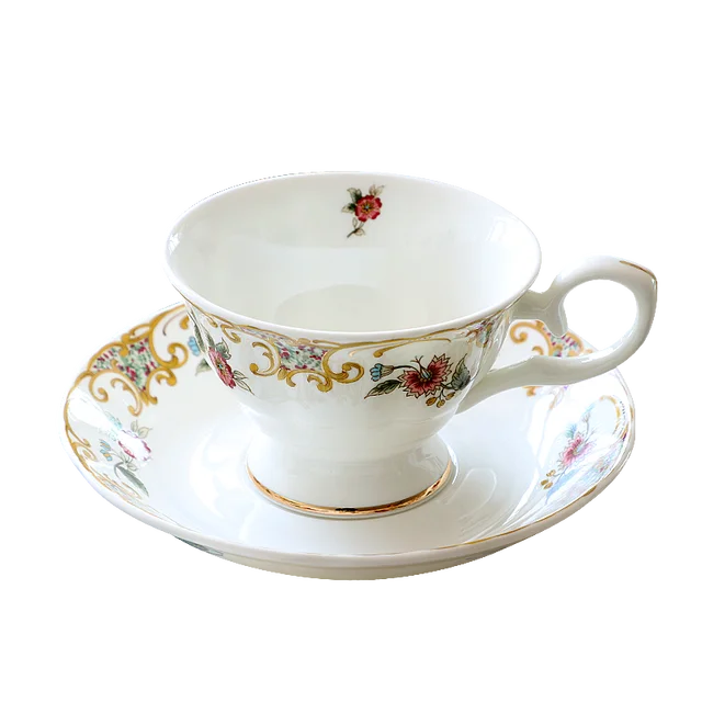 Honorable Tazza Da Caffè In Porcellana Fine Bone Con Piattino – Smalto Reattivo, Bianco Camelia, 192,8g