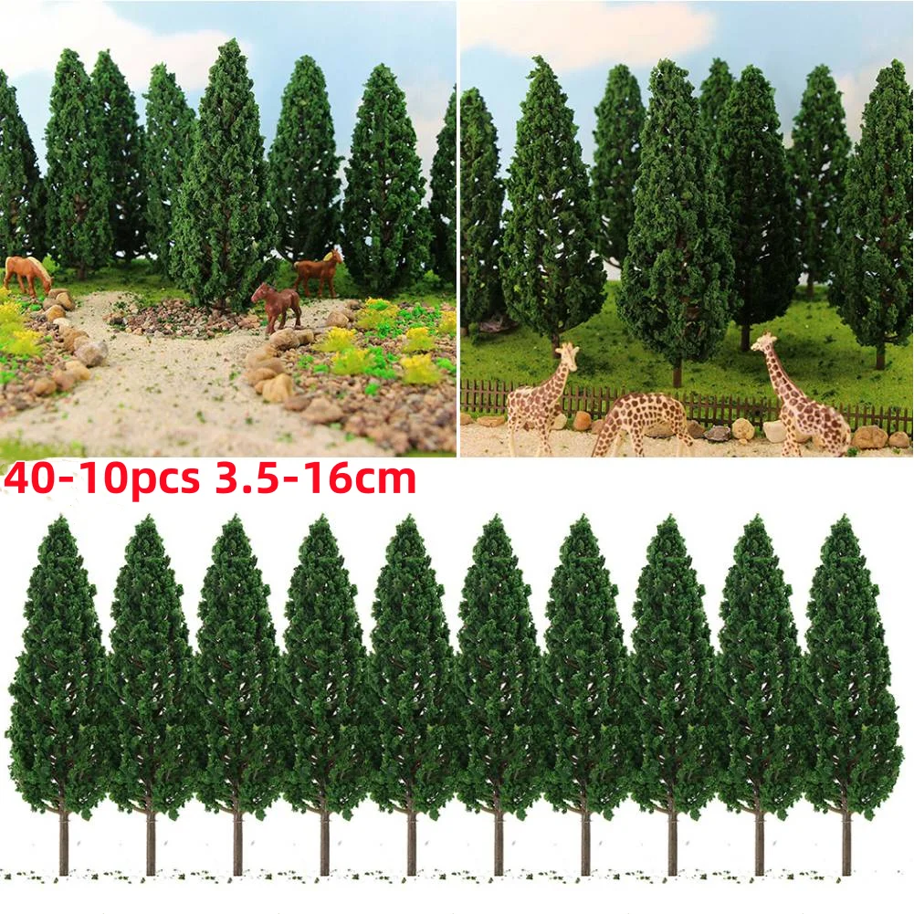 40-10pcs Model Trees 3D Landscape Artificial Miniature Tree Scenery Decoration Model Willow Trees Layout Train Railway 3.5-15cm