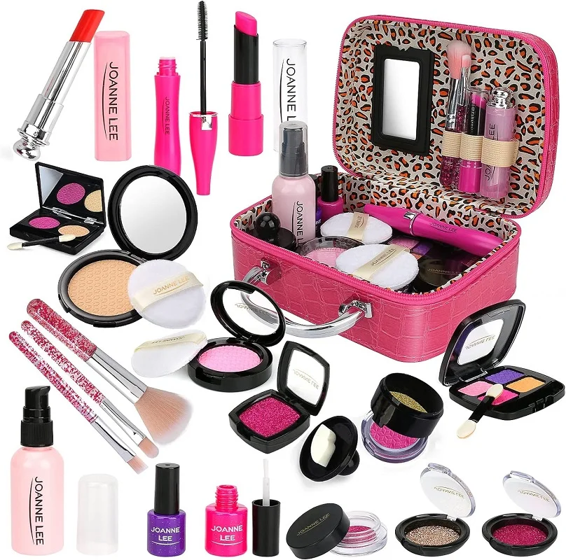 

Children Makeup Kit for Girls Cosmetic Play Make Up Set Kids Makeup Kit NonToxic Full Makeup Bag Child Dress Up Set forGirl Gift