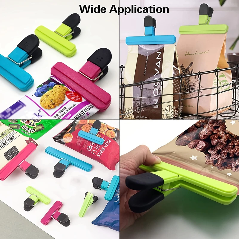 Sealing Clips 6Pcs Portable Large Chip Bag Clips Plastic Assorted Sizes Food Snack Seal Sealing Clip Sealer Clamp Kitchen Storage Accessories