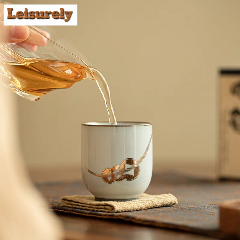 Chinese Officer Kiln Wealthy Master's Cup Creative Ceramic Tea Bowl Personal Tasting Meditation Cup Kung Fu Teaware Gift Box Set