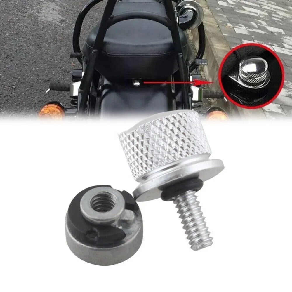 Motorcycle Seat Bolt Tab Screw For Harley Touring Road King Street Glide Softail Dyna Sportster XL Street Bob 96-19 Black/Chrome