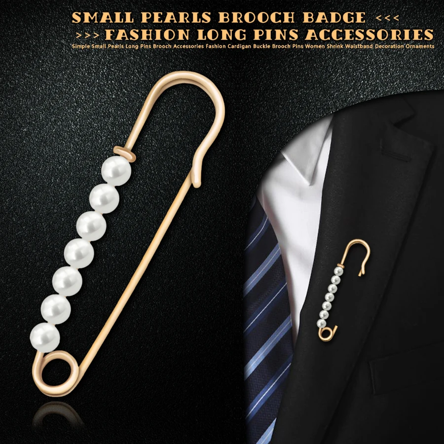 심플 작은 진주 롱 핀 브로치 액세서리 패션 가디건 버클 브로치 핀 여성 슬리밍 허리띠 장식 오너먼트