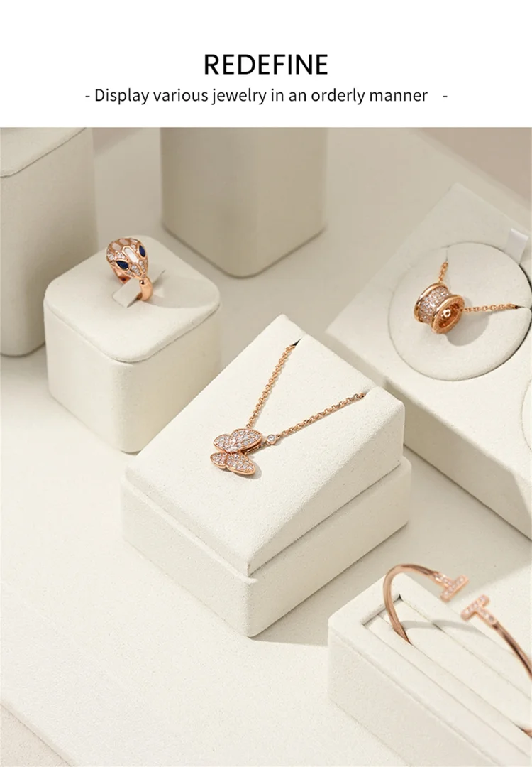 Oirlv Beige Jewelry Display Stand for Ring Earring Necklace Stand Store Window Counter Showcasing Rack for Jewelry Display Props