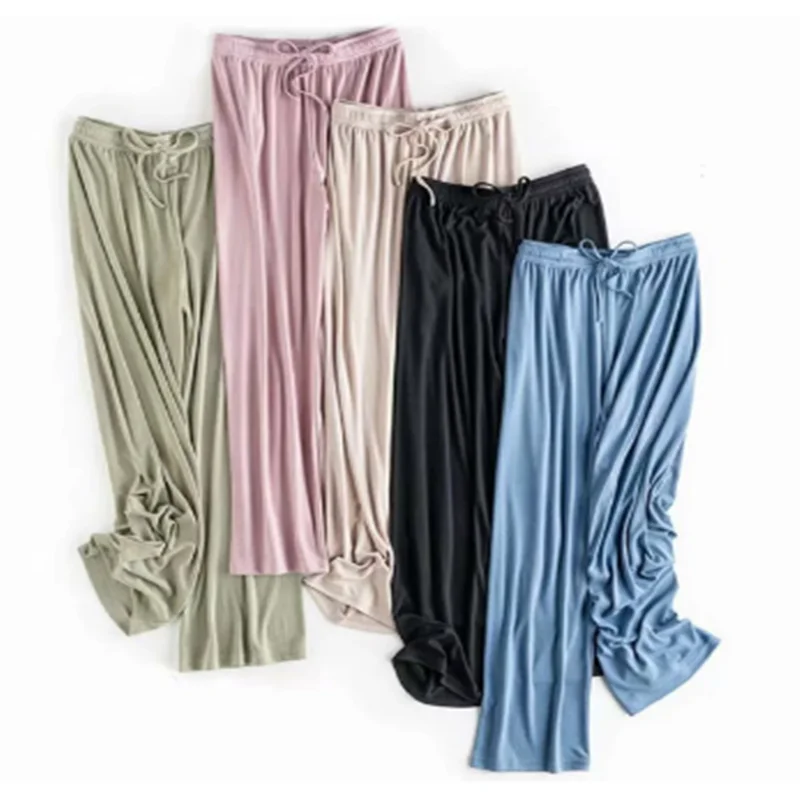 Spring Ice Silk Urban Casual High Waist Trousers easiest for match Wide Leg Pants straight-leg Korean Style loose Pants