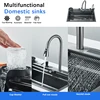 Stainless Steel Kitchen Sink Digital Display Large Kitchen Sink Faucet Set With Soap Dispenser Cup Washer 4